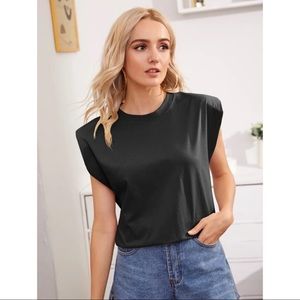 Black Shoulder Pad T-Shirt